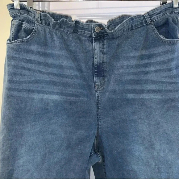 Eloquii Wide Leg Jeans Paperbag High Waist Plus Sz 28 Medium Wash Denim Pants - Picture 4 of 9